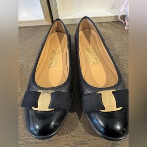 Ferragamo Quilted ballet flats. Size 7 M. Black.